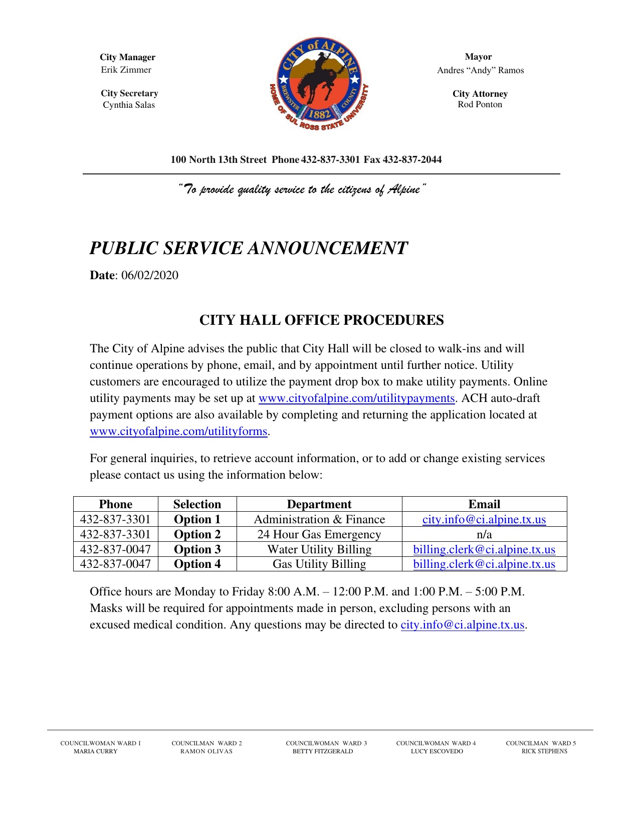 City Hall Office Procedures